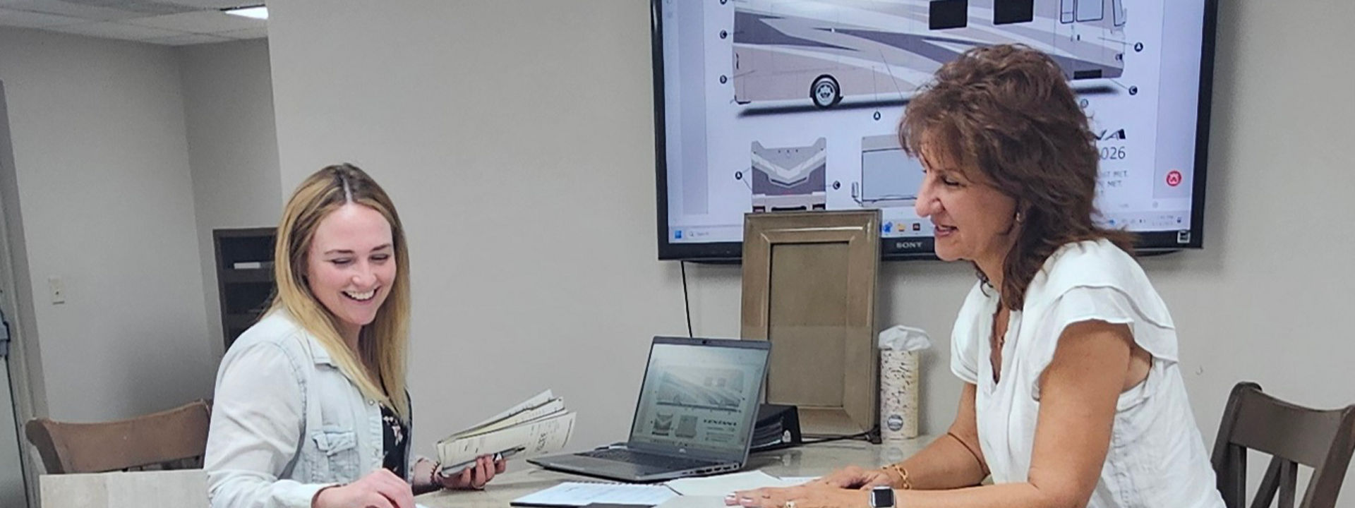 Interior design consultation with Newmar